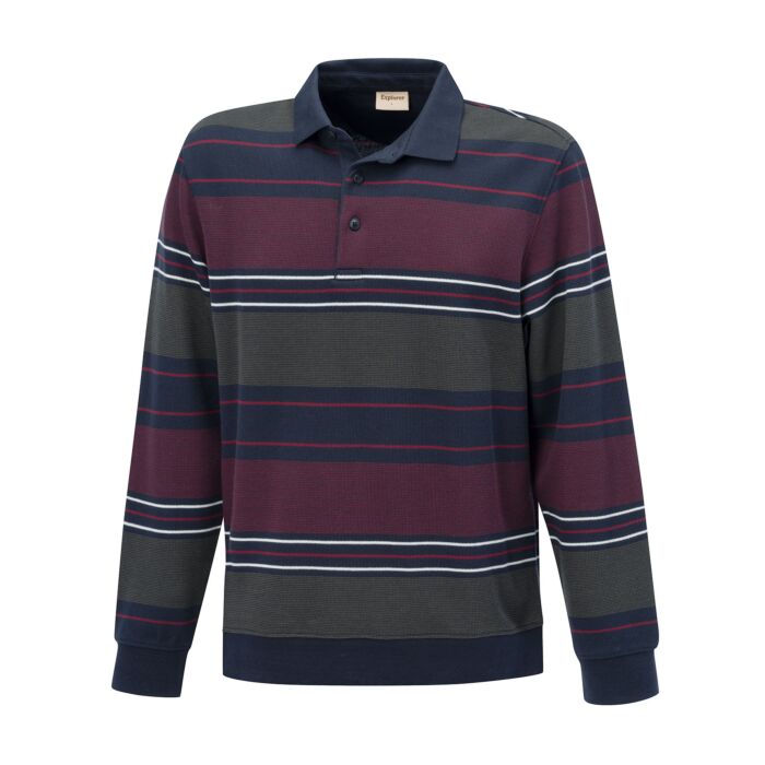 Gestreiftes langarm Poloshirt aus Baumwolle