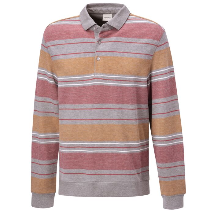Gestreiftes langarm Poloshirt aus Baumwolle