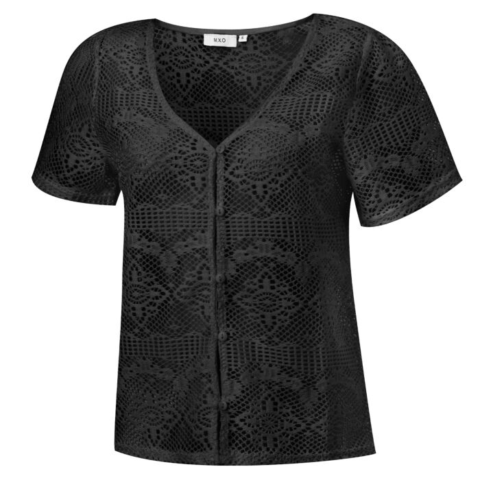 Veste en tricot pour femmes avec motif ajouré au crochet