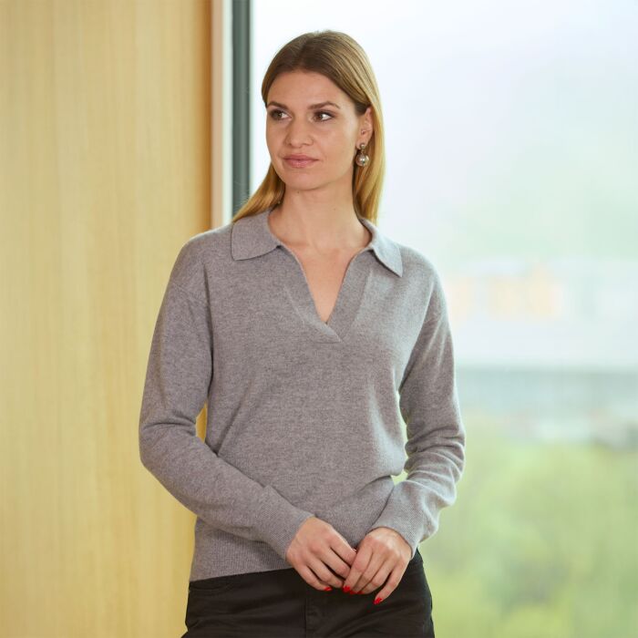 Damen Pullover mit Polokragen