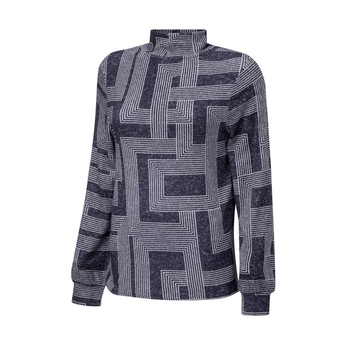 Bedrucktes Langarmshirt mit Stehkragen