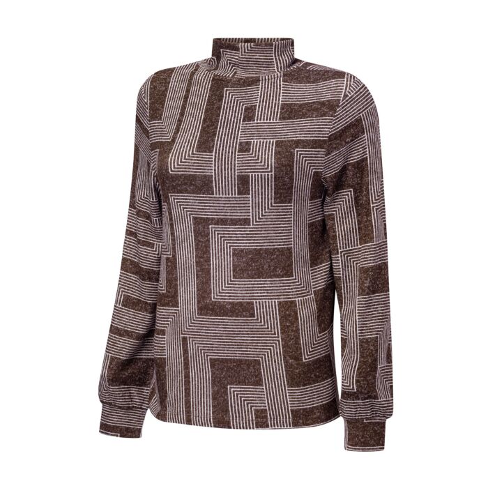 Bedrucktes Langarmshirt mit Stehkragen