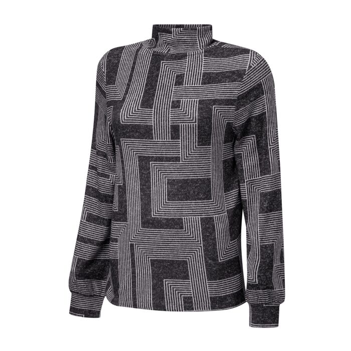 Bedrucktes Langarmshirt mit Stehkragen