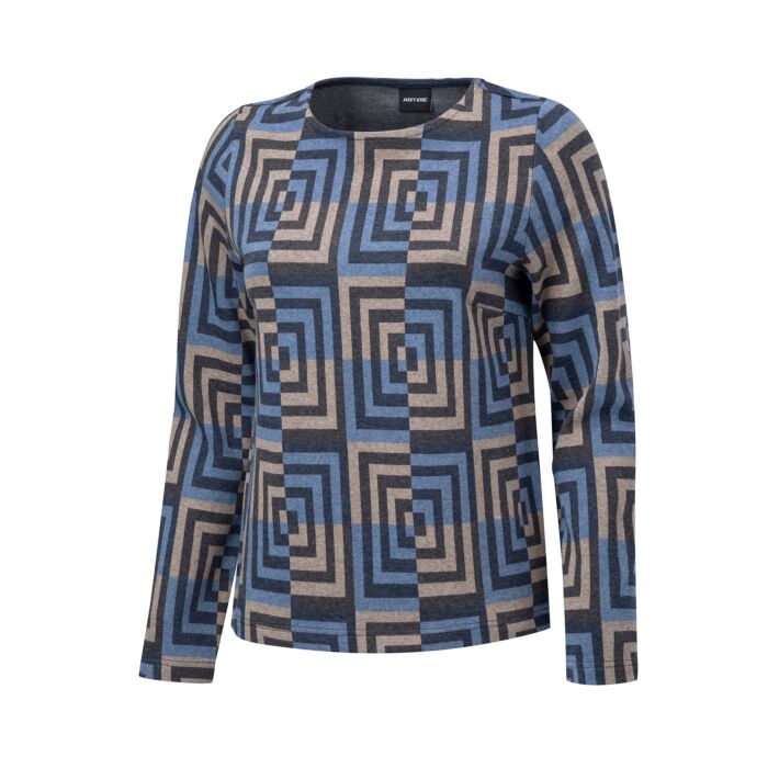 Damen Sweatshirt mit quadratischem Allover-Print main product photo