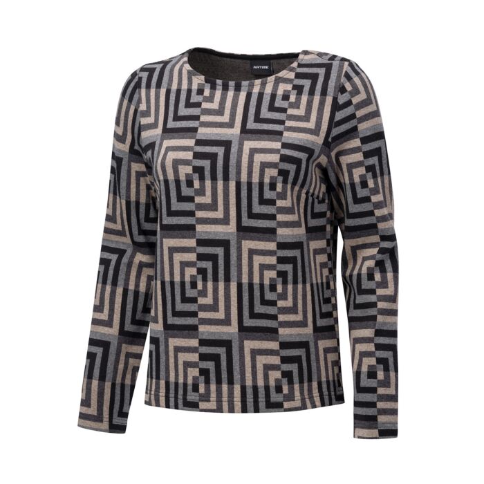 Damen Sweatshirt mit quadratischem Allover-Print