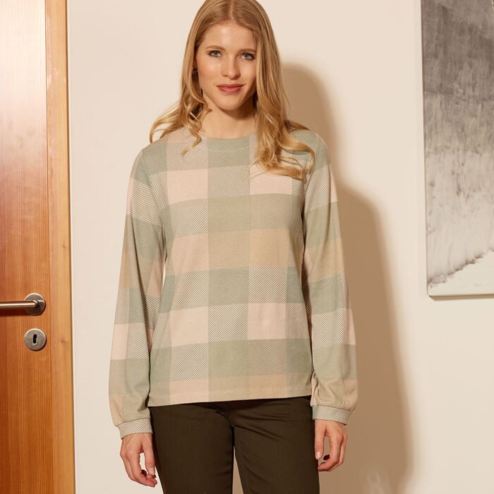 Shirt à manches longues imprimé d'un motif à carreaux