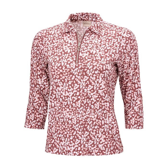 Poloshirt mit Allover-Print und Reissverschluss