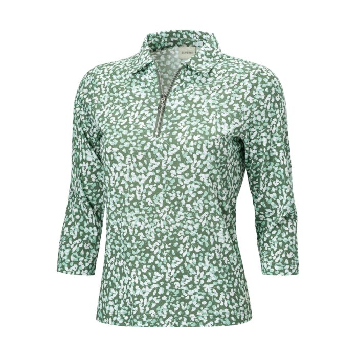 Poloshirt mit Allover-Print und Reissverschluss