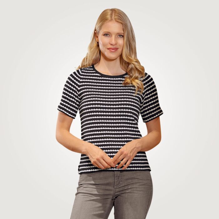Jacquard T-Shirt in Streifen-Optik