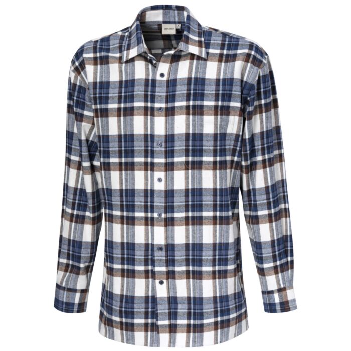 Herren Flanellhemd aus reiner Baumwolle blau