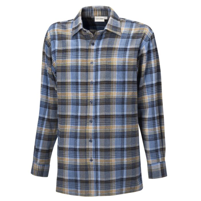 Herren Flanellhemd aus reiner Baumwolle eisblau