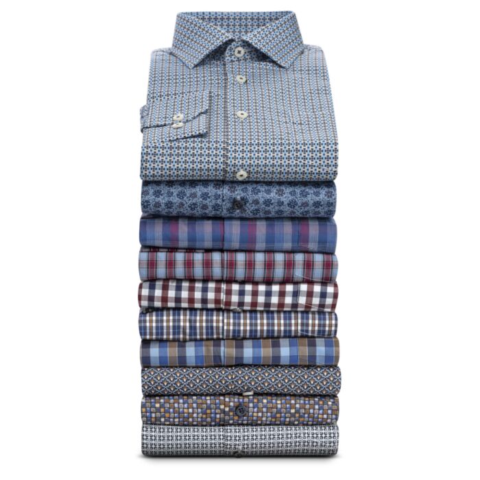 Chemise imprimée à manches longues, repassage superflu