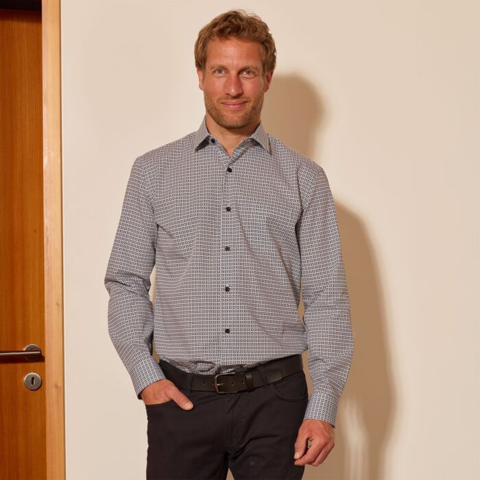 Chemise imprimée à manches longues, repassage superflu