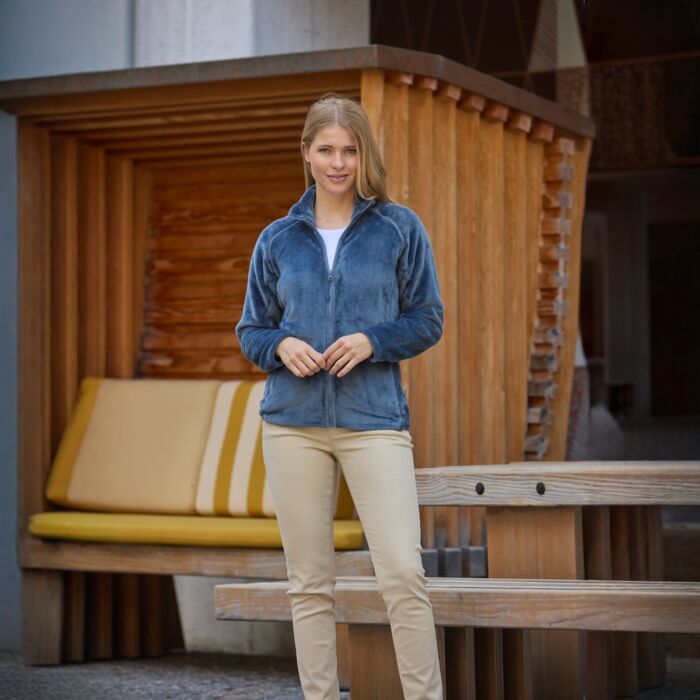 Kuschelige Damen Fleecejacke mit Stehkragen