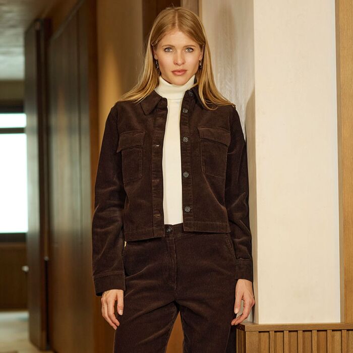 Veste courte en velours côtelé