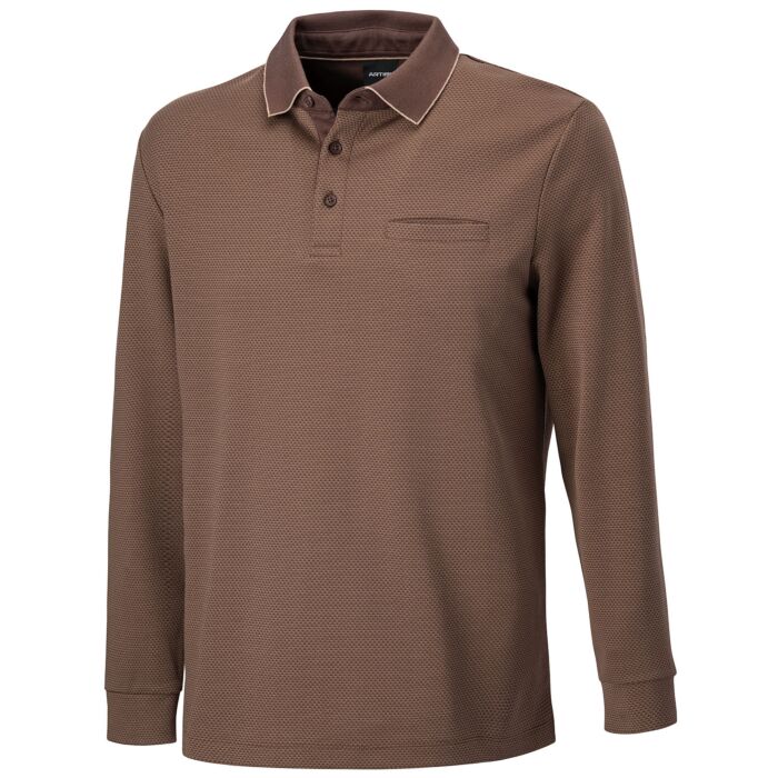 Herren Langarm-Poloshirt mit Brusttasche