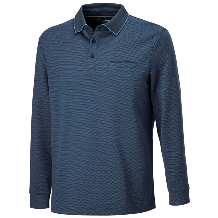 Herren Langarm-Poloshirt mit Brusttasche