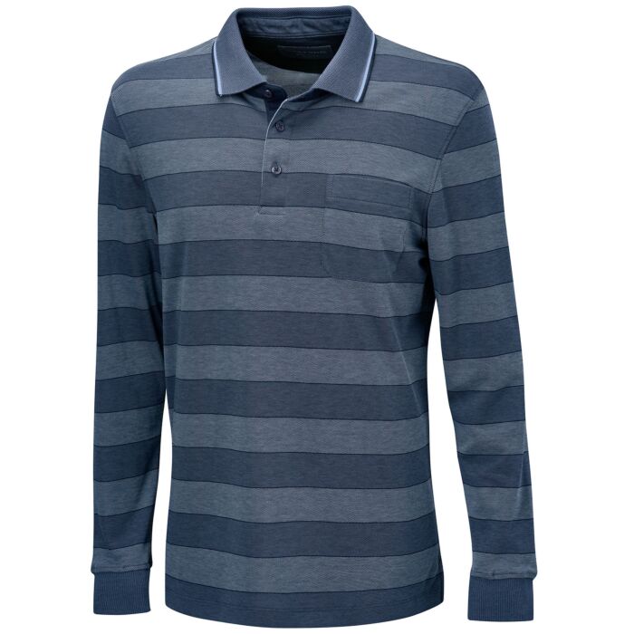 Gestreiftes Langarm-Poloshirt mit Brusttasche