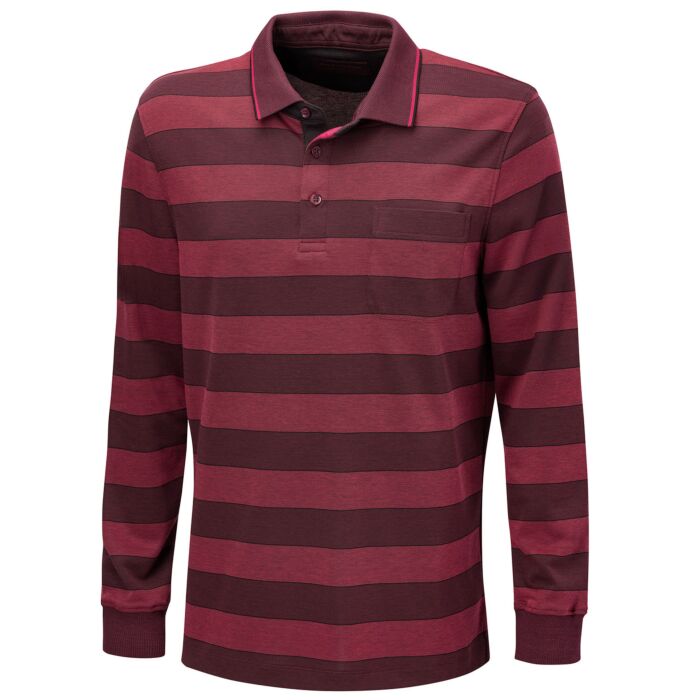 Gestreiftes Langarm-Poloshirt mit Brusttasche