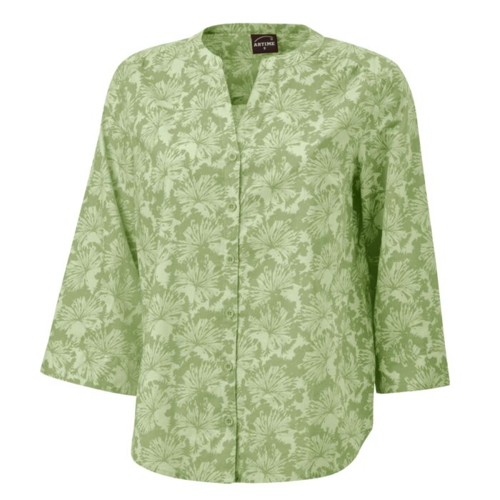 Baumwollbluse mit 3/4 Ärmeln und Allover-Print