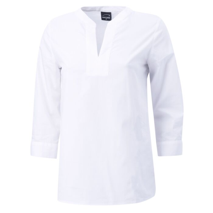Tunika Bluse aus Baumwolle mit V-Neck