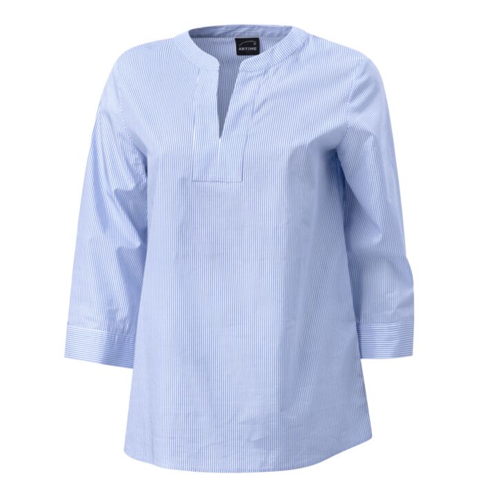 Tunika Bluse aus Baumwolle mit V-Neck