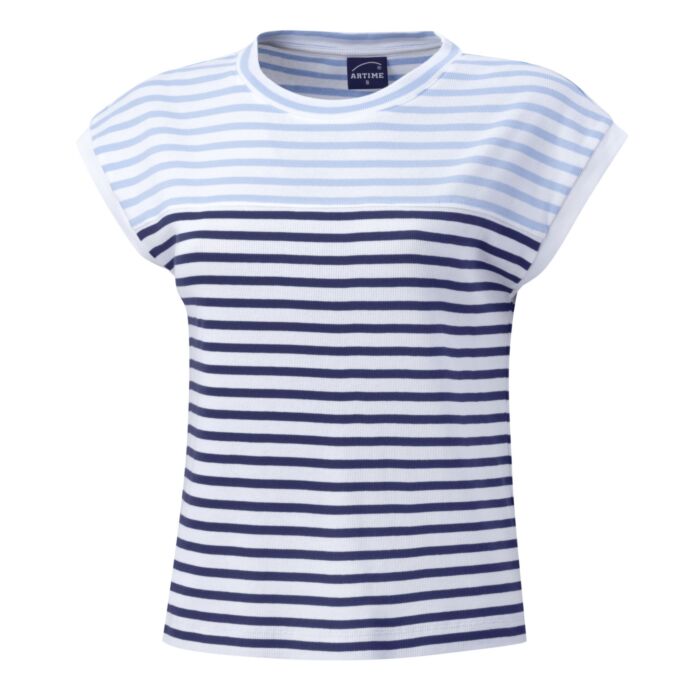 T-Shirt in Rippenstruktur gestreift main product photo