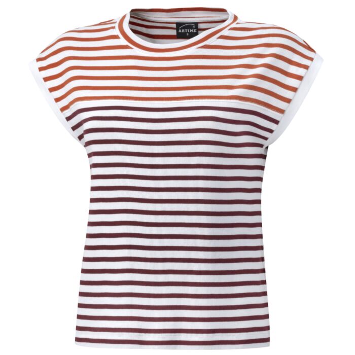 T-shirt rayé à fines structure à côtes