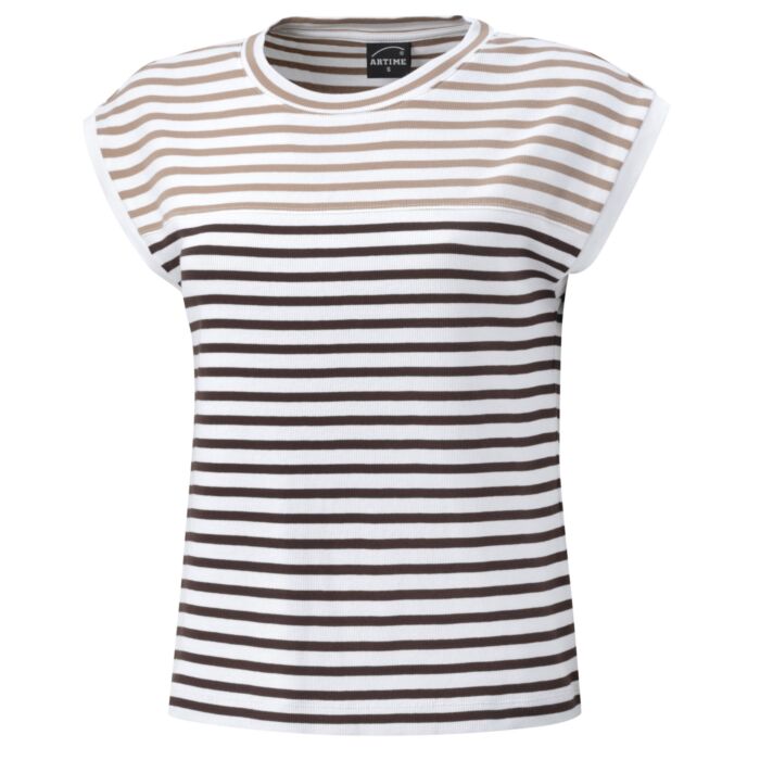 T-shirt rayé à fines structure à côtes