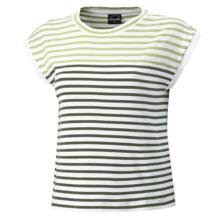 T-shirt rayé à fines structure à côtes
