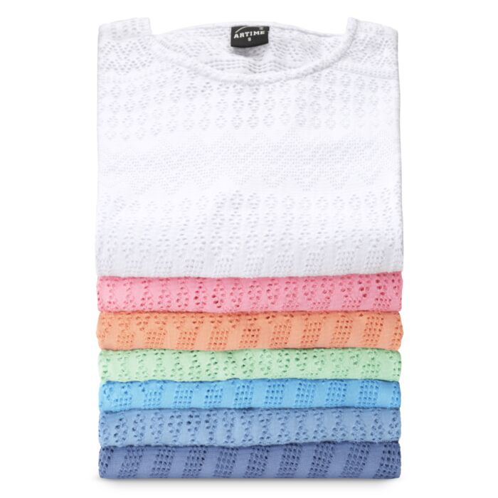 Damen Ajour T-Shirt mit Baumwollanteil