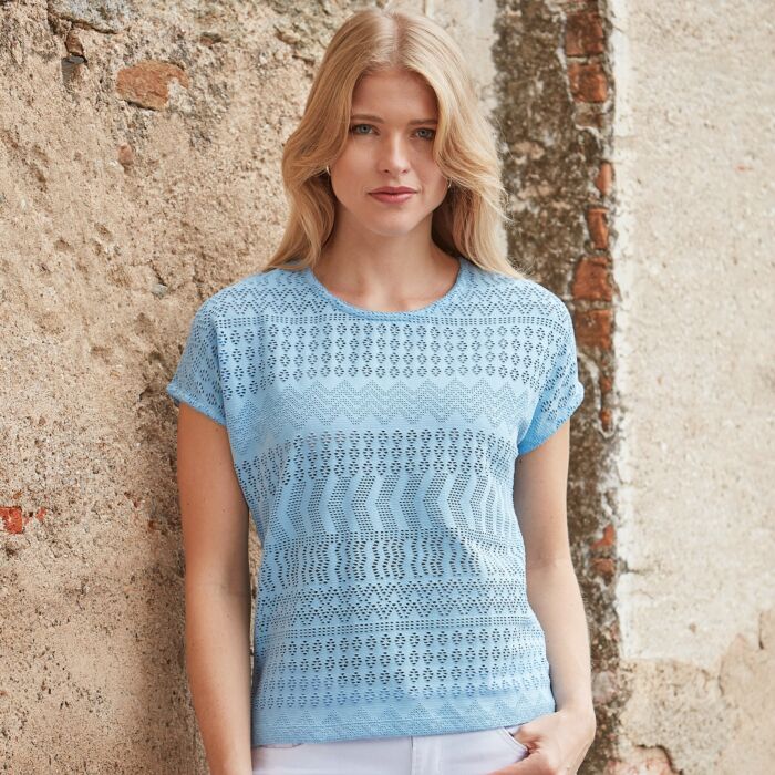 Damen Ajour T-Shirt mit Baumwollanteil