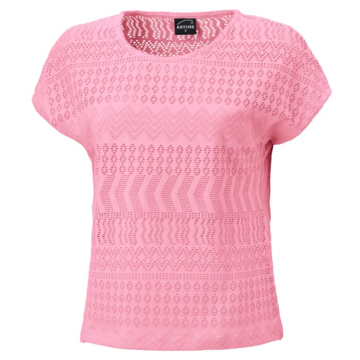 Damen Ajour T-Shirt mit Baumwollanteil