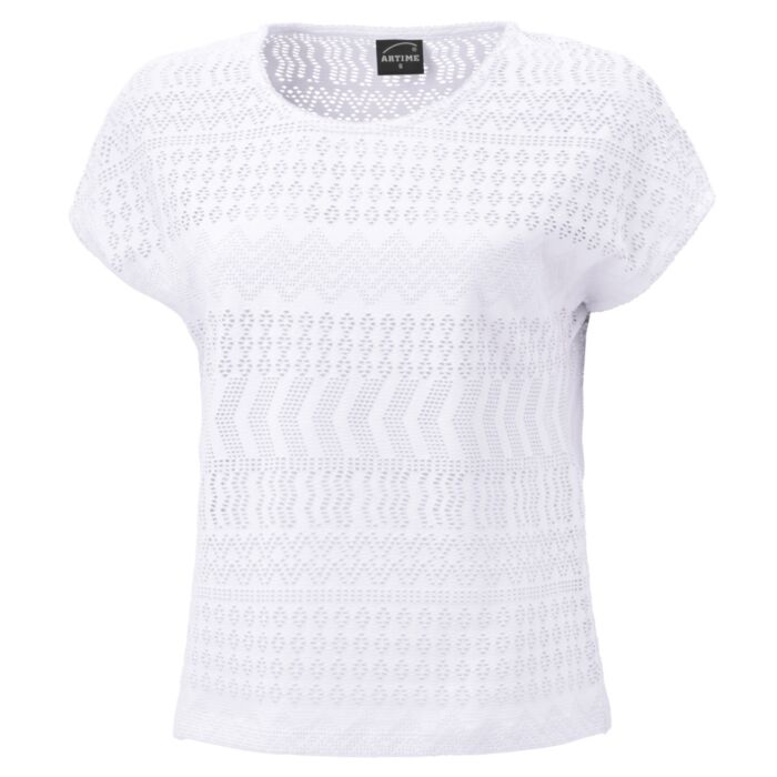 Damen Ajour T-Shirt mit Baumwollanteil