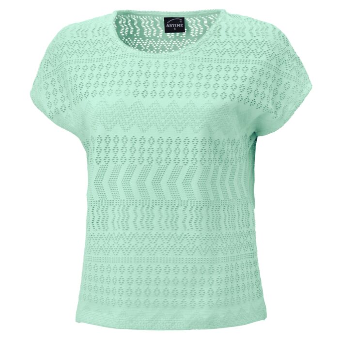 Damen Ajour T-Shirt mit Baumwollanteil