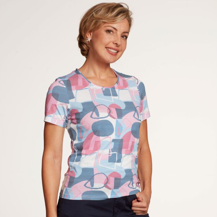 T-shirt dames imprimé en coton et Modal