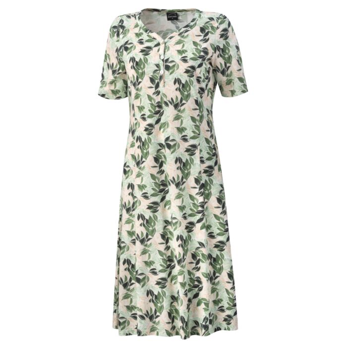 Jersey Kleid in A-Linien Form mit Knopfleiste grün