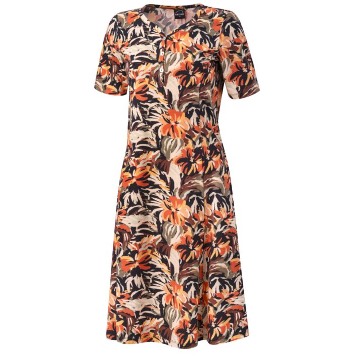 Jersey Kleid in A-Linien Form mit Knopfleiste orange
