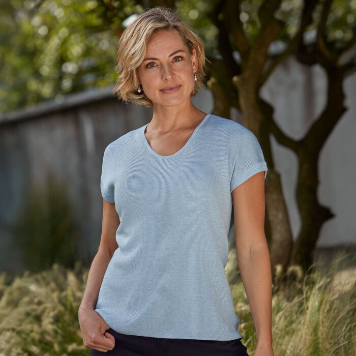 T-shirt dames en maille fine avec fil lurex
