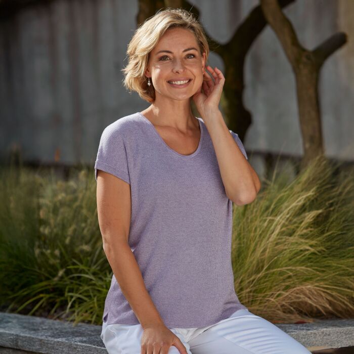 T-shirt dames en maille fine avec fil lurex