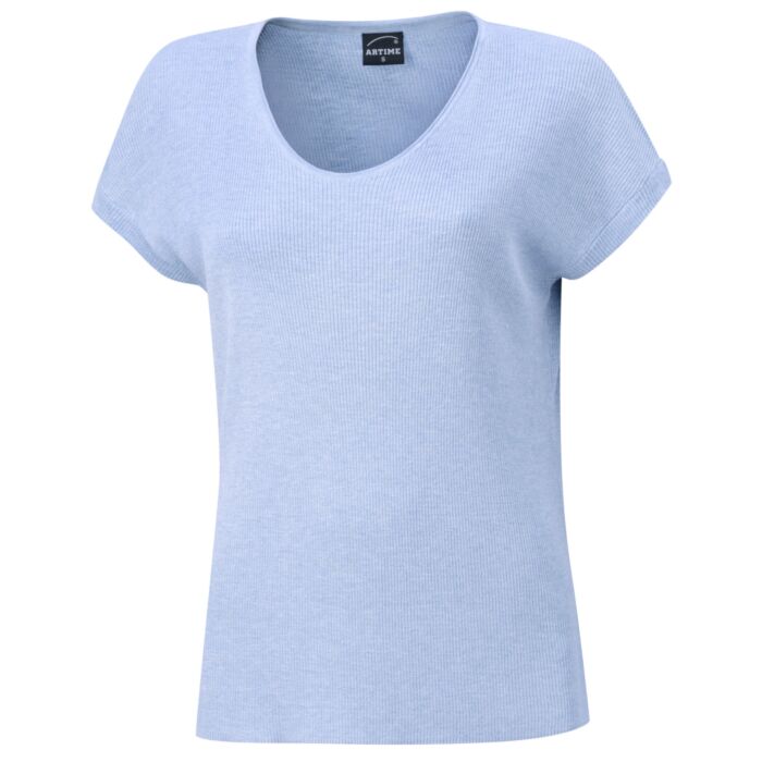 Damen Feinstrick T-Shirt mit Lurexgarn