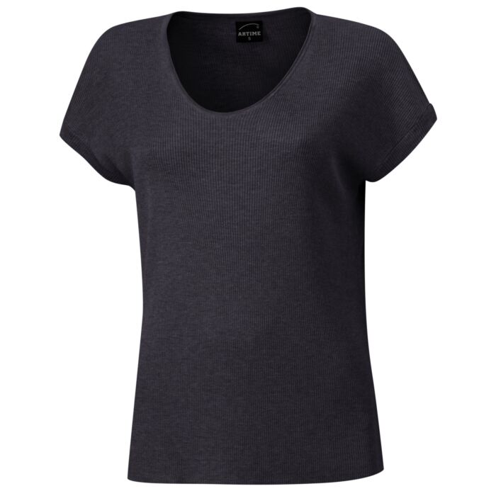 Damen Feinstrick T-Shirt mit Lurexgarn
