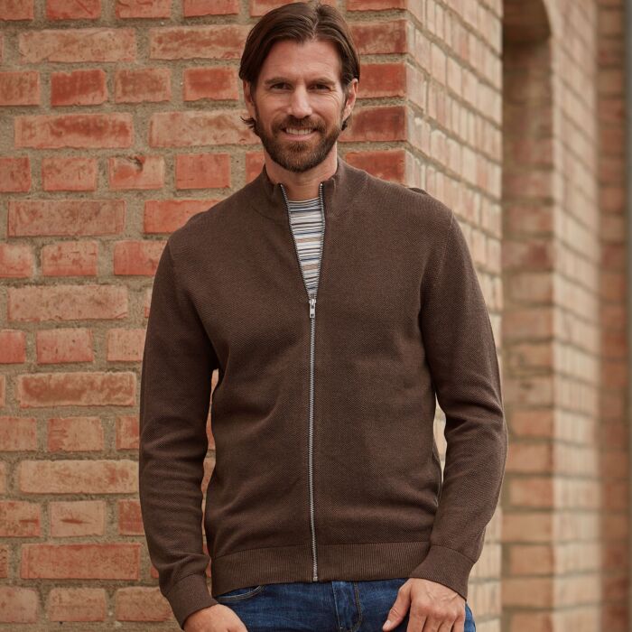 Cardigan en tricot, à col montant et glissière