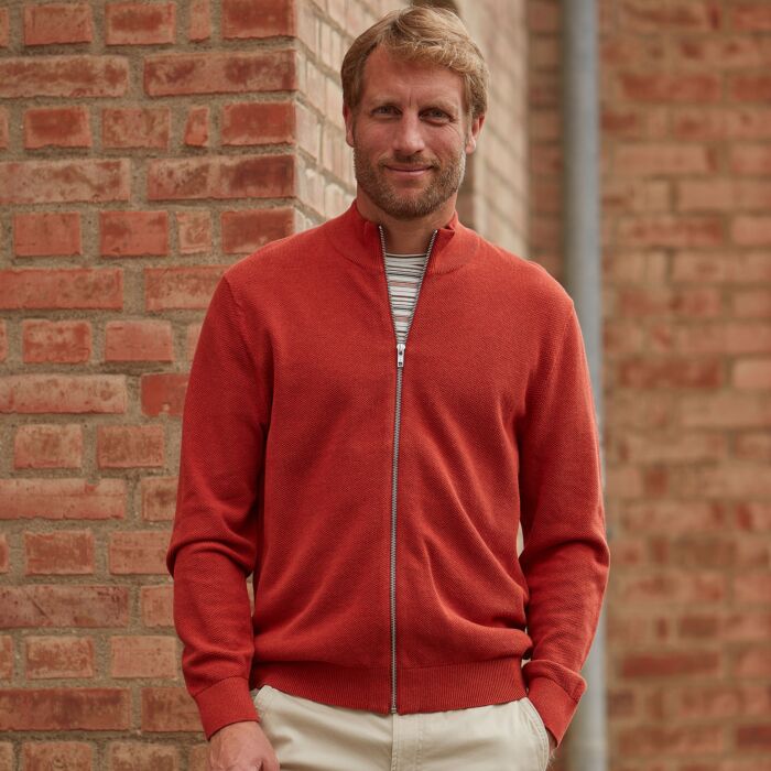 Cardigan en tricot, à col montant et glissière