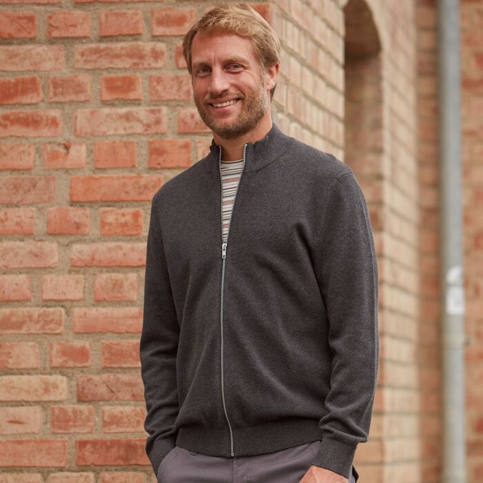 Cardigan en tricot, à col montant et glissière