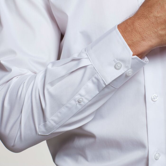 Chemise à manches longues en coton, repassage superflu uni