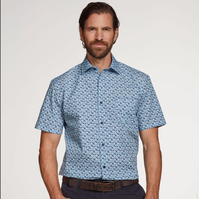 Chemise imprimée à manches courtes en coton hommes
