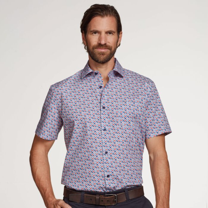 Chemise imprimée à manches courtes en coton hommes