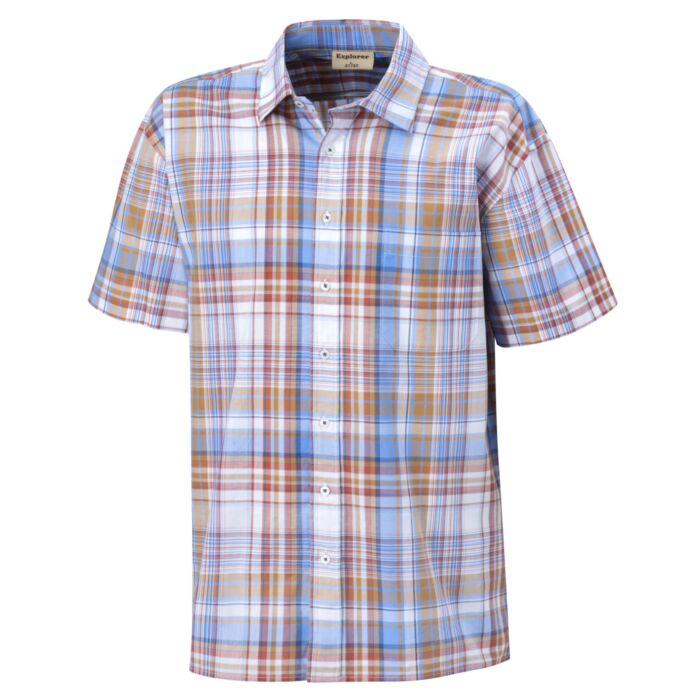 Chemise à manches courtes et carreaux en coton
