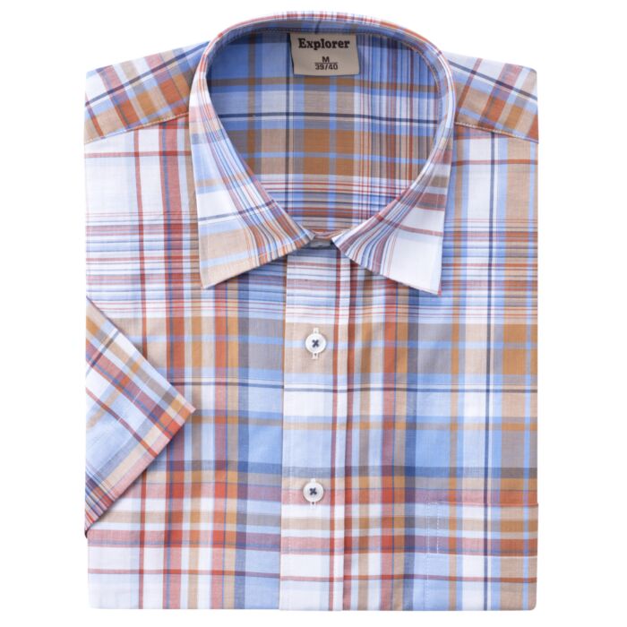Chemise à manches courtes et carreaux en coton